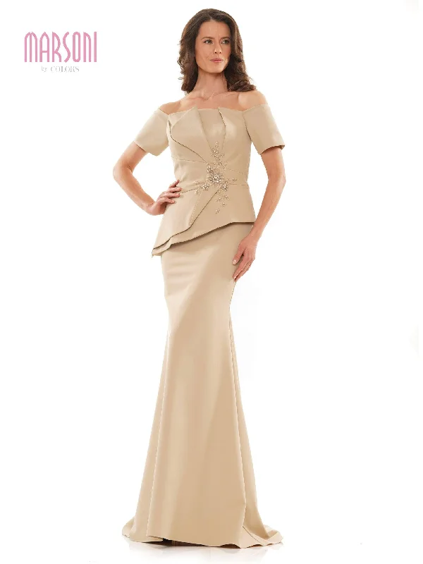 Marsoni Long Off Shoulder Fitted Formal Gown 1163