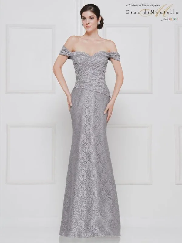 Rina di Montella Long Formal Off Shoulder Gown 2650