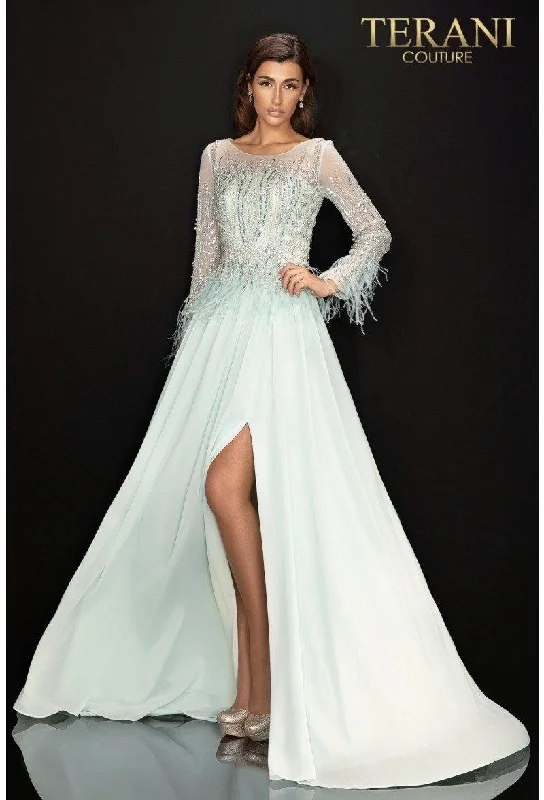 Terani Couture 2011M2163 Long Sleeve Formal Gown