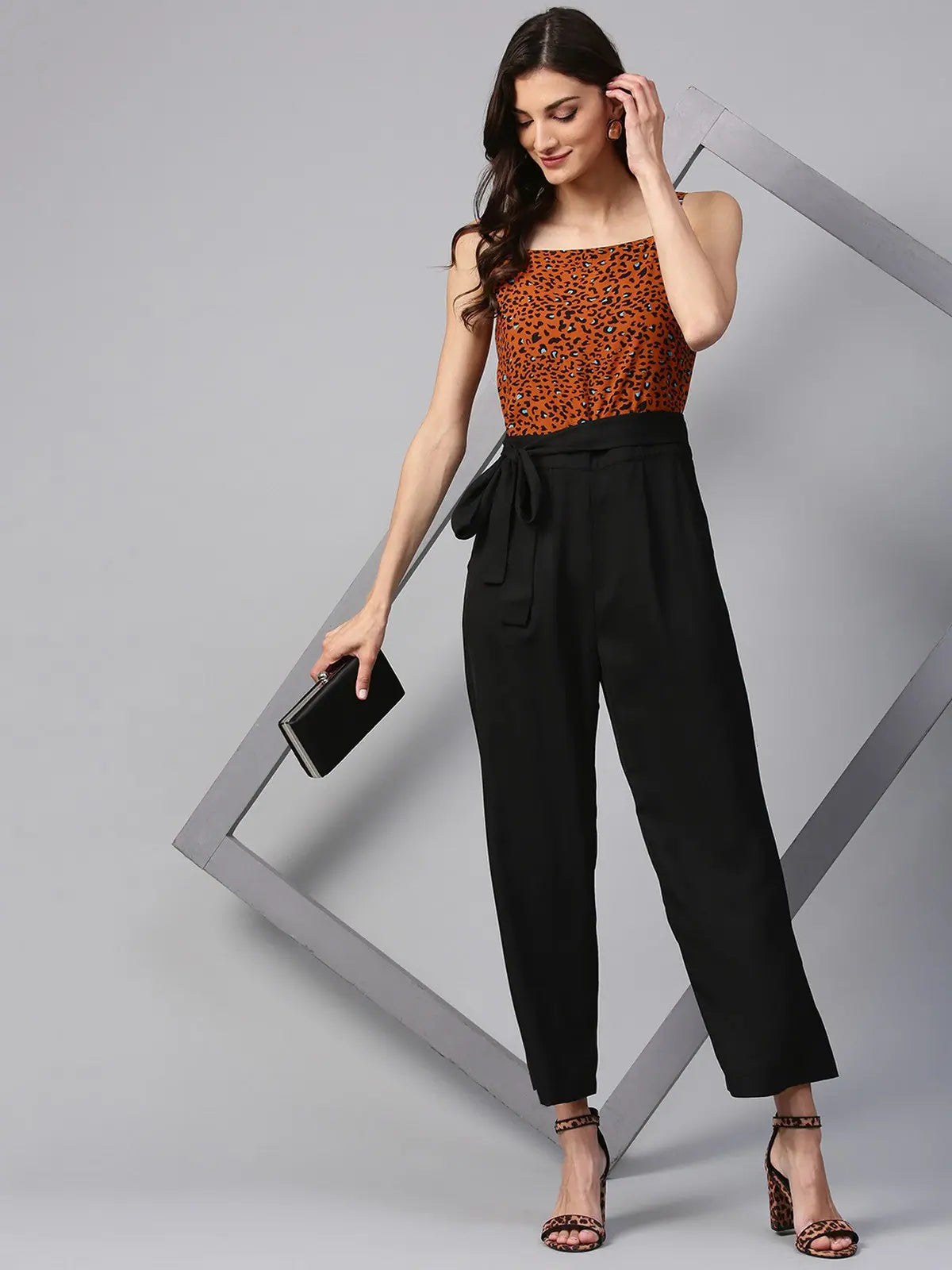 Brown Animal Print Jumpsuit