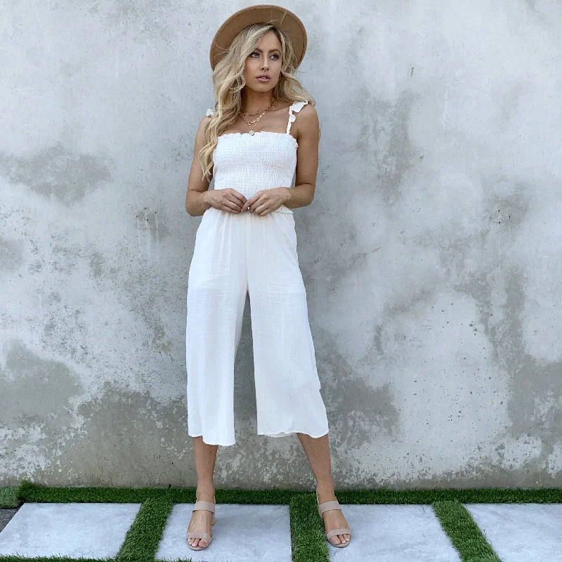 Close To Love Linen Jumpsuit In Ivory