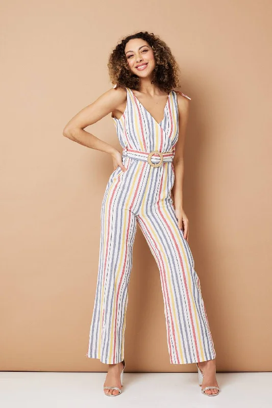 Striped Tie Waist Jumpsuit