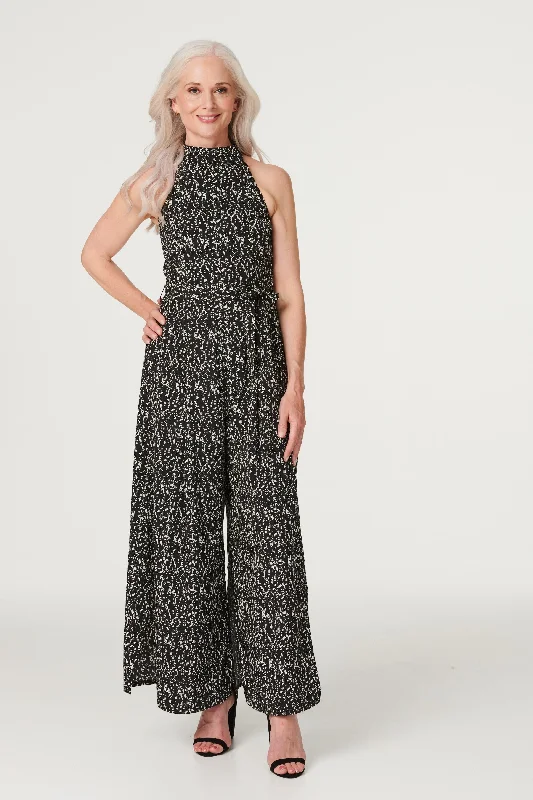 Printed Tie Waist Jumpsuit