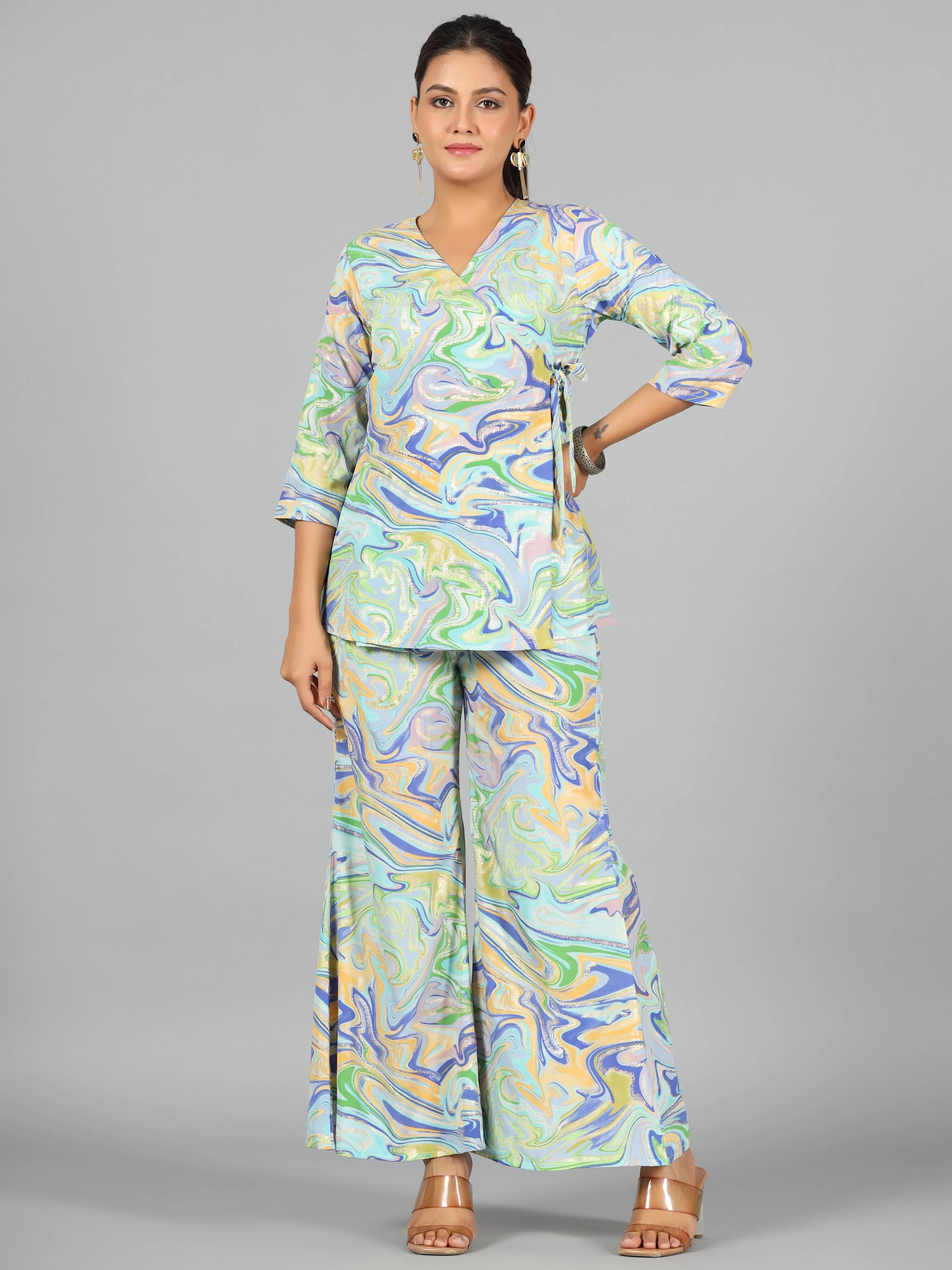 Women Printed Standard Blue Jumpsuits & Sets