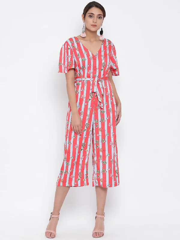 Women Printed Standard Pink Jumpsuits & Sets